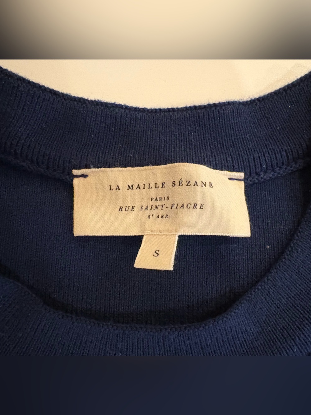 Sezane **Navy** Crewneck Sweater with Shoulder Buttons - Picture 4 of 9